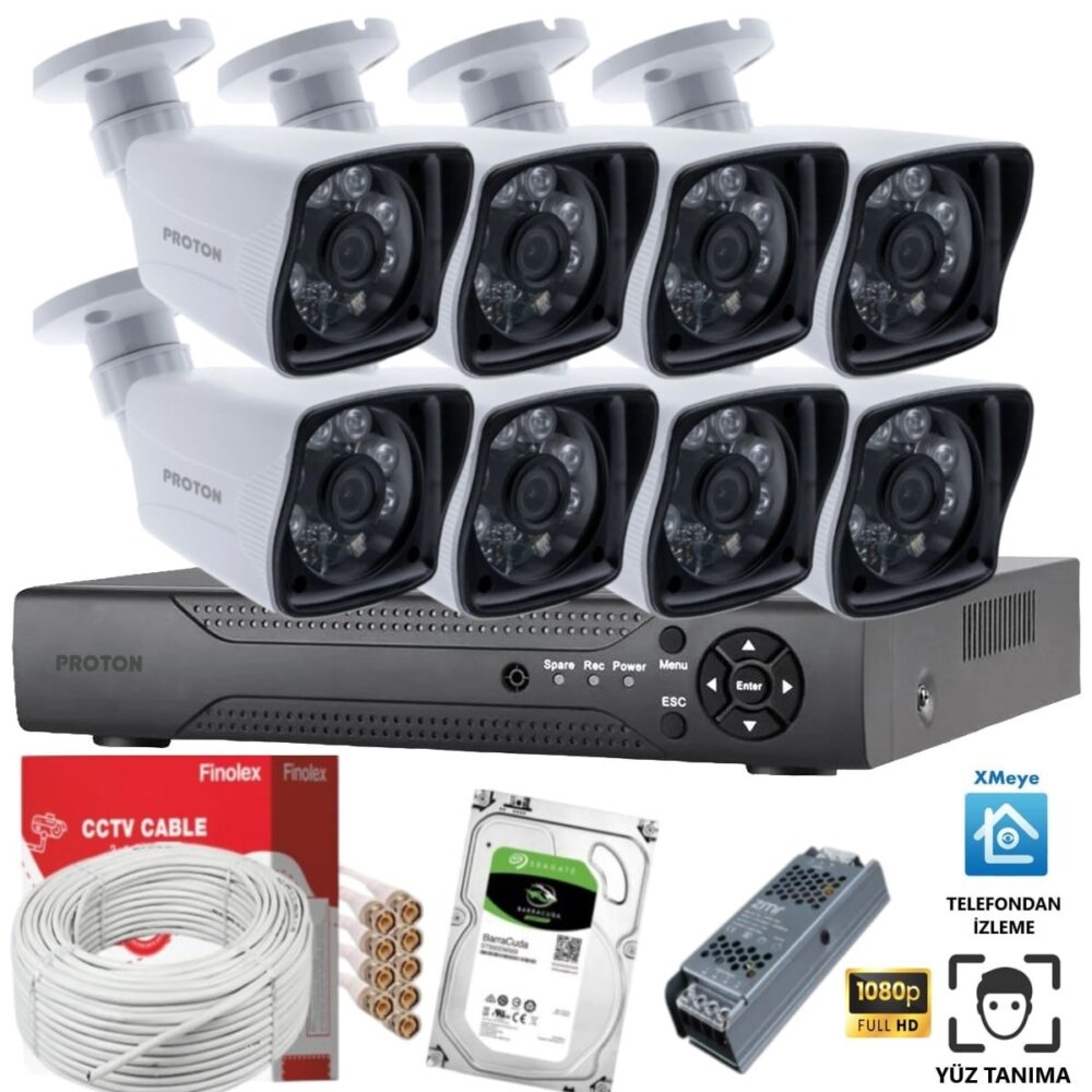 8 Kameralı Paket Güvenlik Kamerası Seti