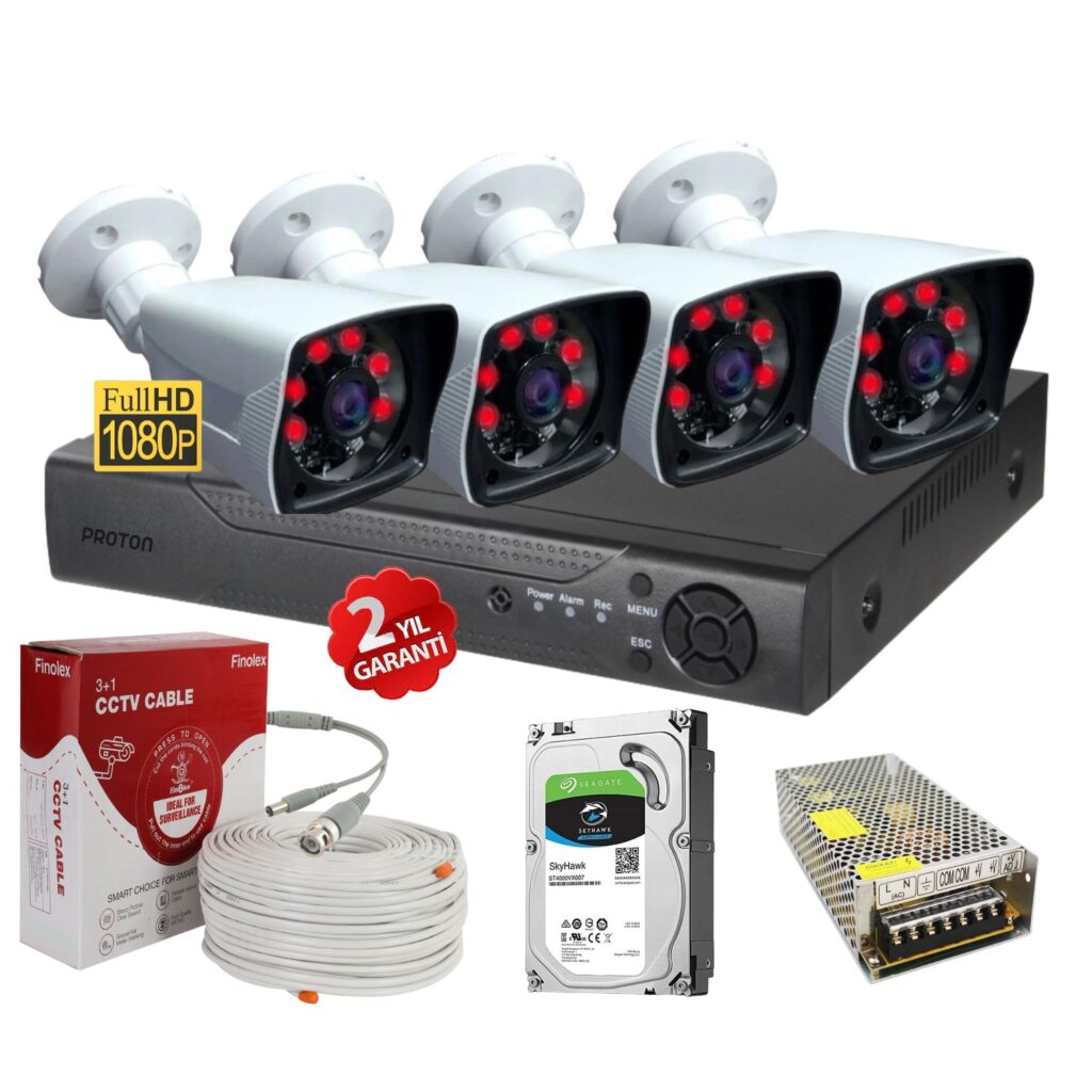 4 Kameralı Set Güvenlik Kamerası seti