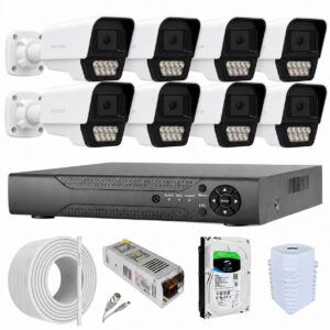 70K Renkli Gece Görüşlü 5MP Full HD 8 Kameralı Güvenlik Kamera Seti