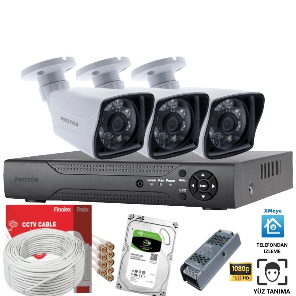 3 Kameralı Paket Güvenlik Kamera Seti