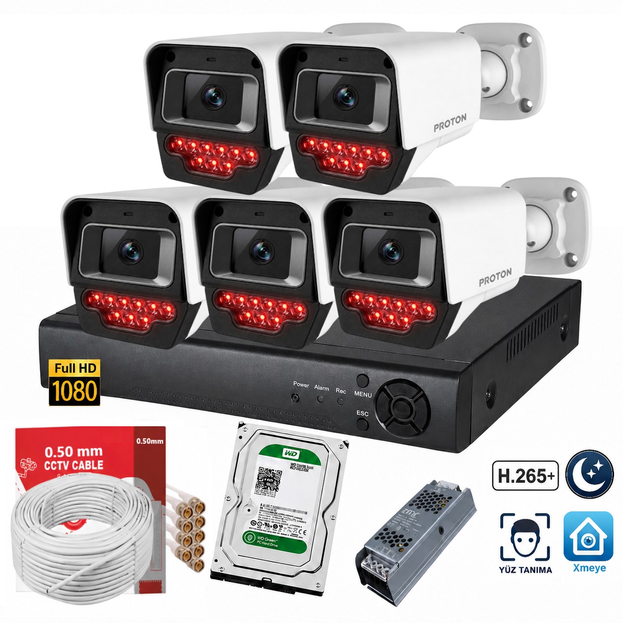 5 Kameralı Set Güvenlik Kamerası 5 Kameralı Set Güvenlik Kamerası