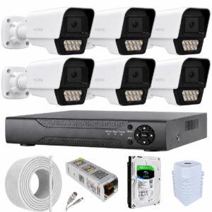 70K Renkli Gece Görüşlü 5MP Full HD 6 Kameralı Güvenlik Kamera Seti