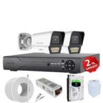70K Renkli Gece Görüşlü 5MP Full HD 2 Kameralı Güvenlik Kamera Seti