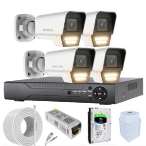 70K Renkli Gece Görüşlü 5MP Full HD 4 Kameralı Güvenlik Kamerası Seti