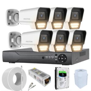 70K Renkli Gece Görüşlü 5MP Full HD 6 Kameralı Güvenlik Kamera Seti