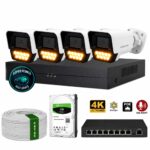 Proton 4 Kameralı Mikrofonlu Sesli 4K POE IP Kamera Seti