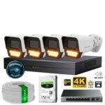 Proton 4 Kameralı Mikrofonlu Sesli 4K POE IP Kamera Seti