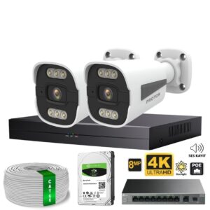 Proton 2 Kameralı Mikrofonlu Sesli 4K POE IP Kamera Seti