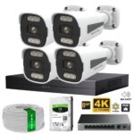 Proton 4 Kameralı Mikrofonlu Sesli 4K POE IP Kamera Seti