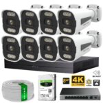 Proton 8 Kameralı Mikrofonlu Sesli 4K POE IP Kamera Seti